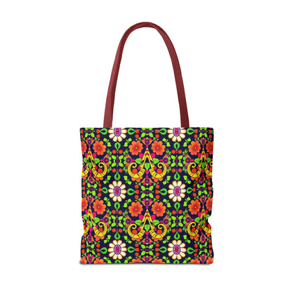 Tote Bag (AOP), Aries, Zodiac, Flower Pattern