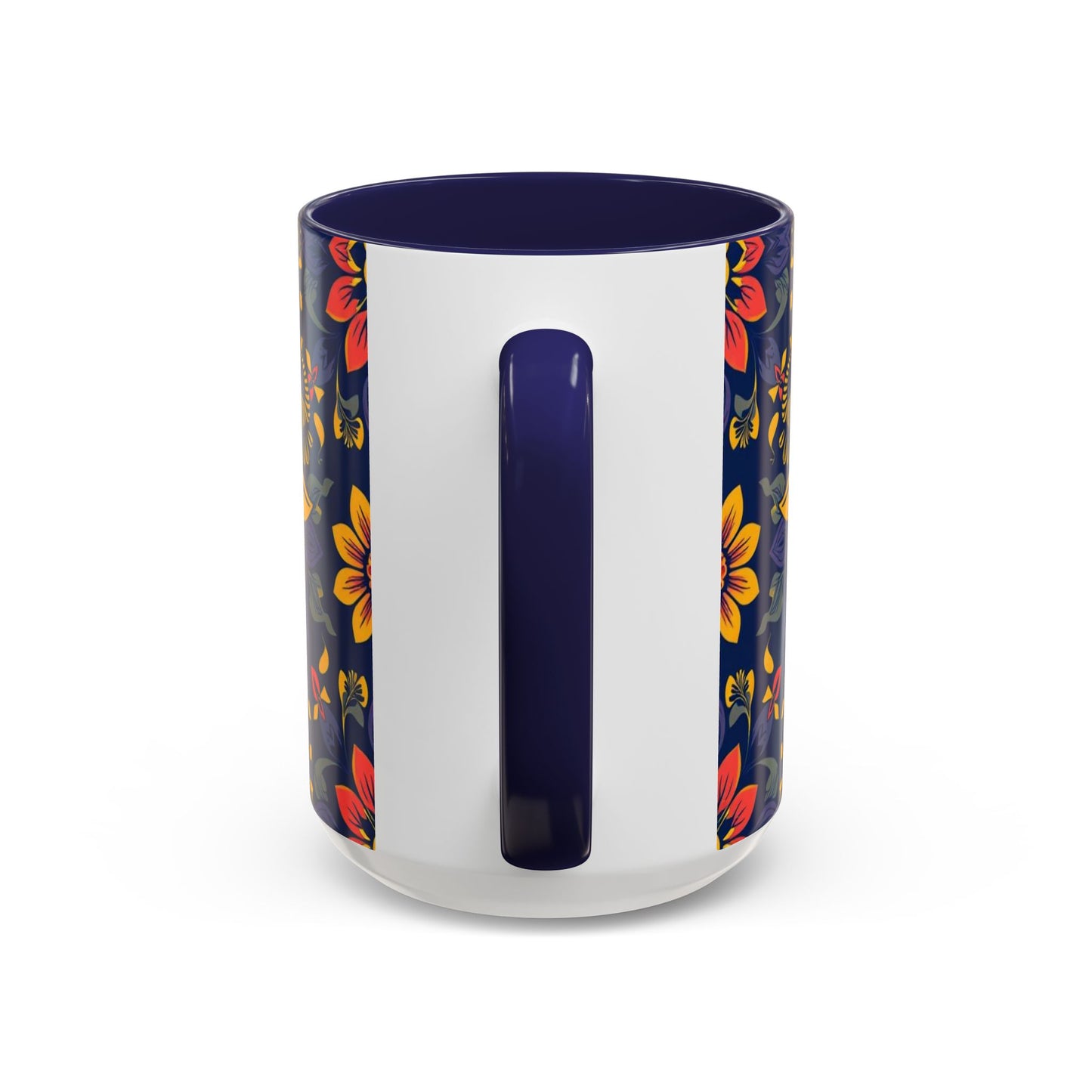 Accent Coffee Mug, Taurus, Zodiac v1. Flower Pattern, (11, 15oz)