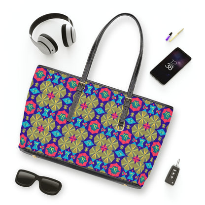 Leather Shoulder Bag, Aquarius, Zodiac v3, Shapes Pattern