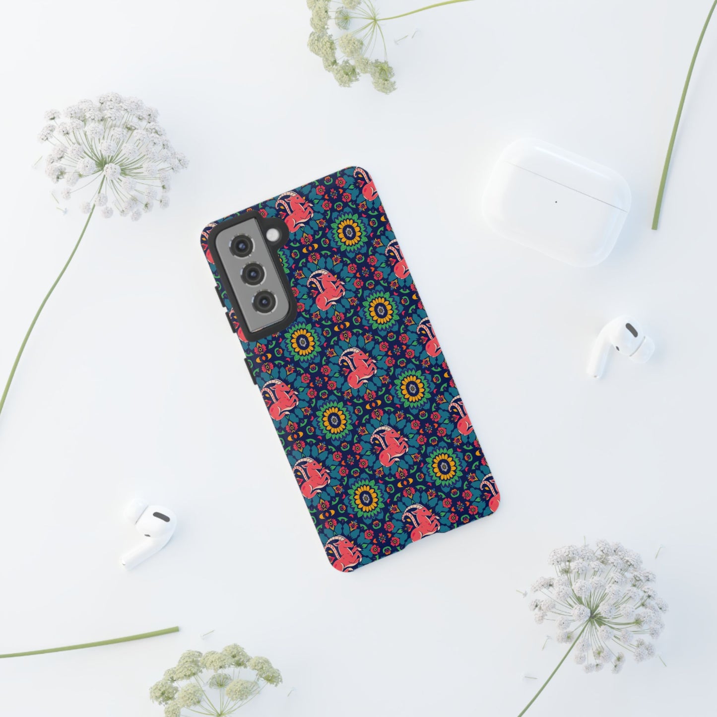 Tough Cases, Capricorn, Zodiac v1, Flower Pattern