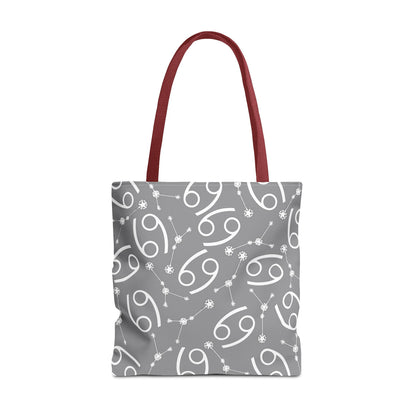 Tote Bag, Cancer Zodiac Sign, AOP, (Grey, White)