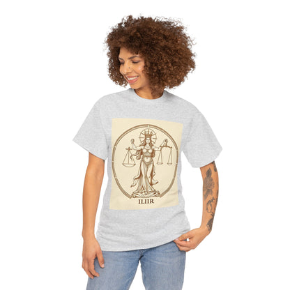 Unisex Heavy Cotton T-Shirt, Libra Goddess, Zodiac Design