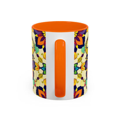 Accent Coffee Mug, Taurus, Zodiac v3. Flower Pattern, (11, 15oz)