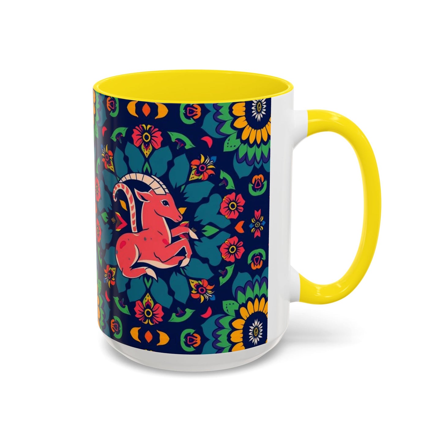 Accent Coffee Mug, Capricorn, Zodiac, Flower Pattern, (11, 15oz)