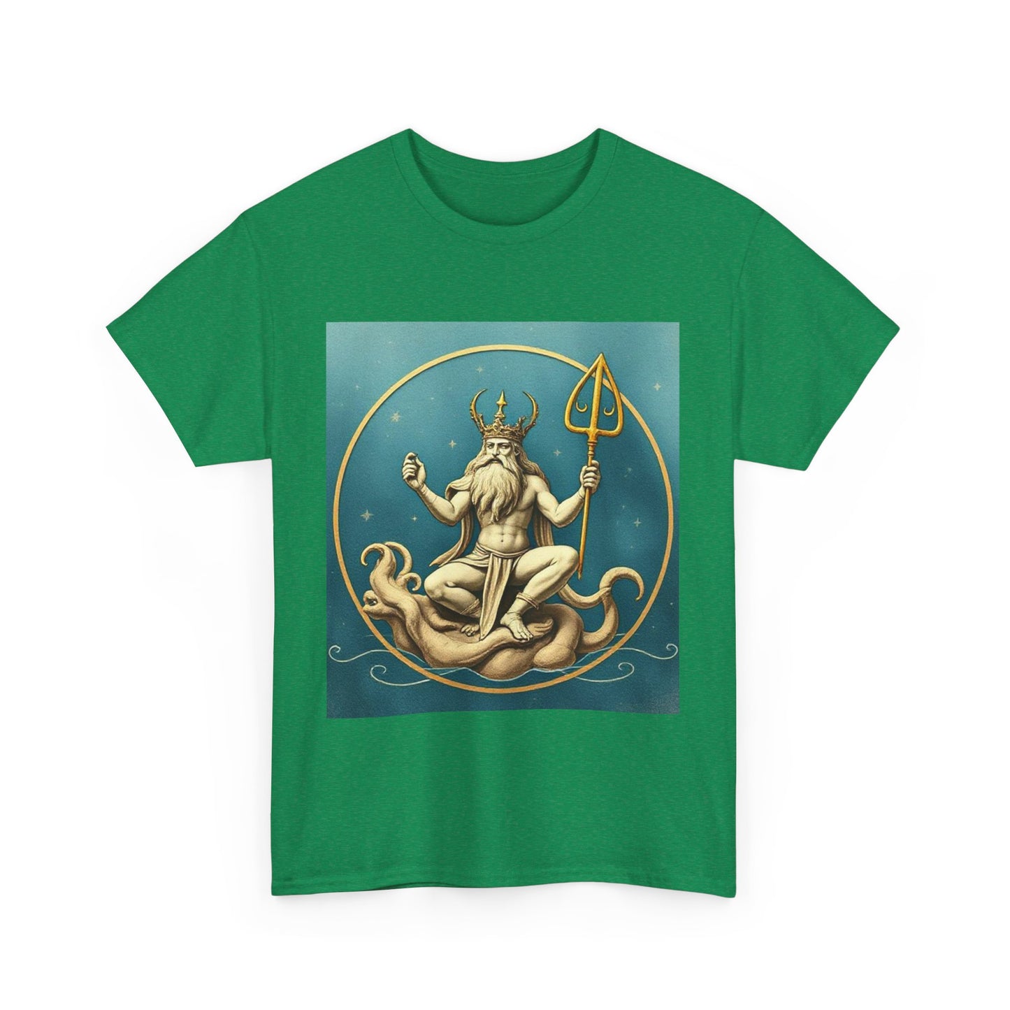 Unisex Heavy Cotton T-Shirt, Aquarius God 2v, Zodiac Design