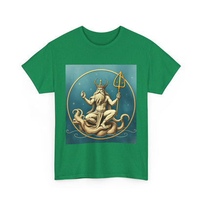Unisex Heavy Cotton T-Shirt, Aquarius God 2v, Zodiac Design