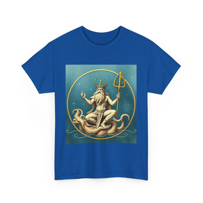 Unisex Heavy Cotton T-Shirt, Aquarius God 2v, Zodiac Design