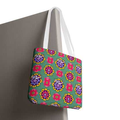 Tote Bag, (AOP), Sagittarius, Zodiac v4, Flower Pattern