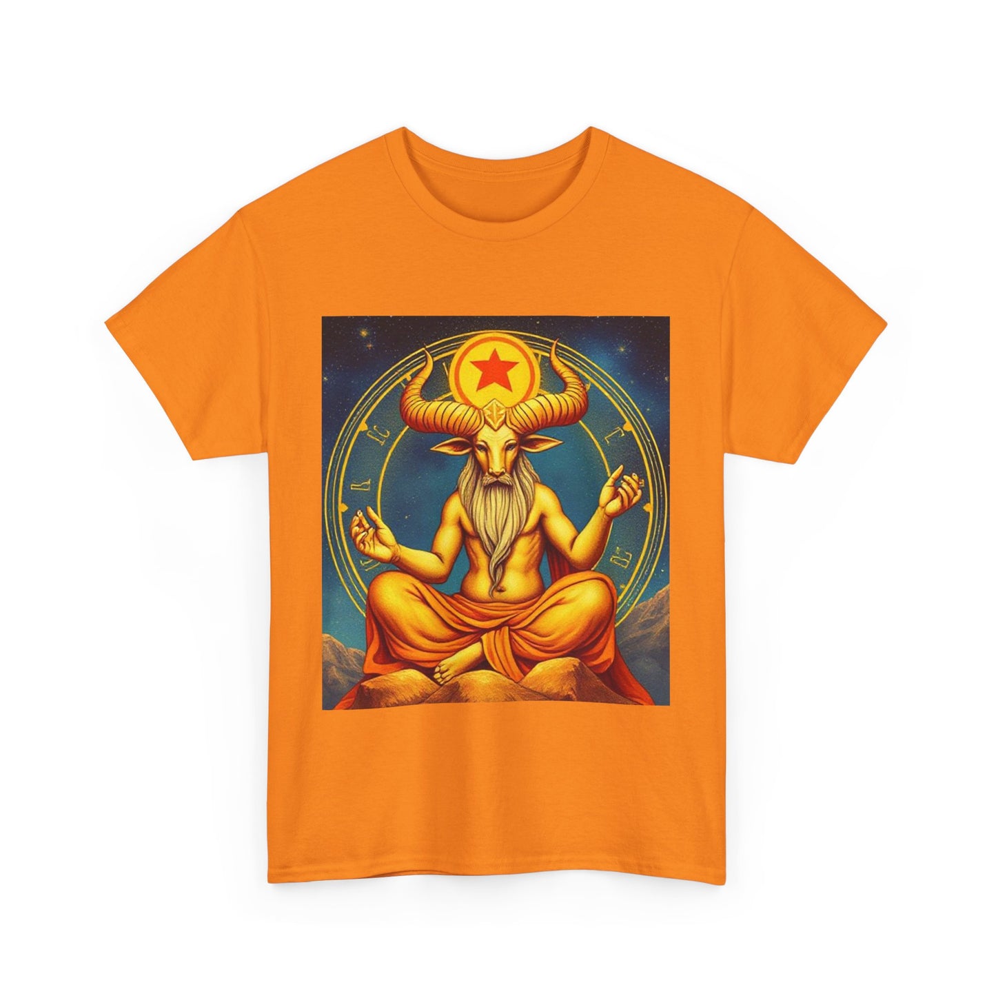Unisex Heavy Cotton T-Shirt, Meditating Bull, Taurus Zodiac Design