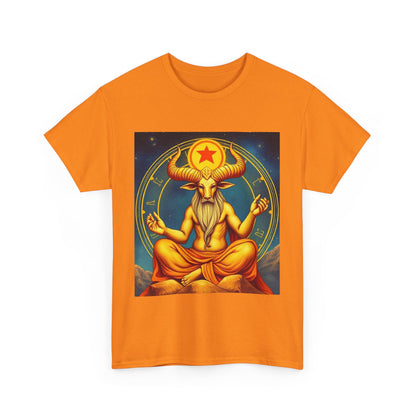 Unisex Heavy Cotton T-Shirt, Meditating Bull, Taurus Zodiac Design