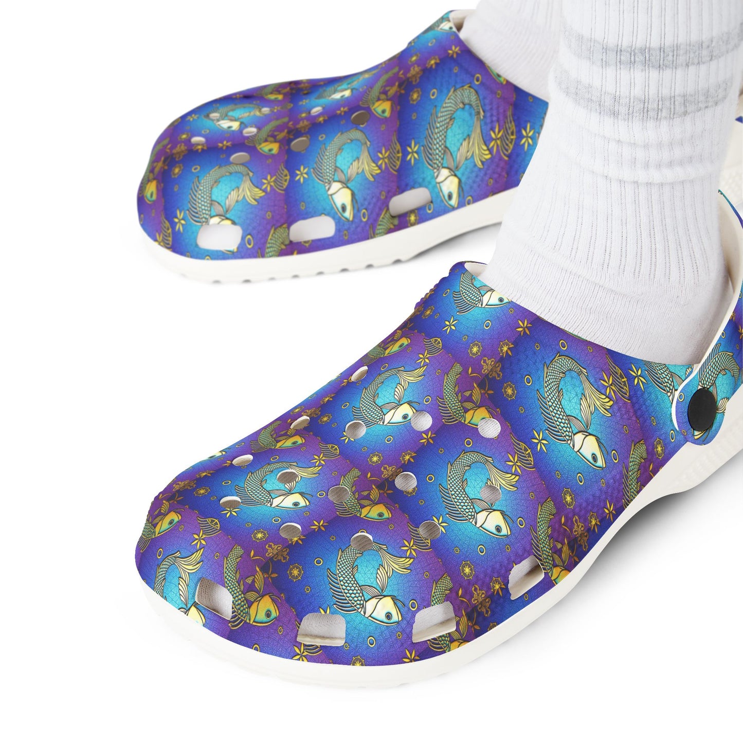 EVA Foam Rubber Shoes, (AOP), Pisces, Zodiac v2, Pattern