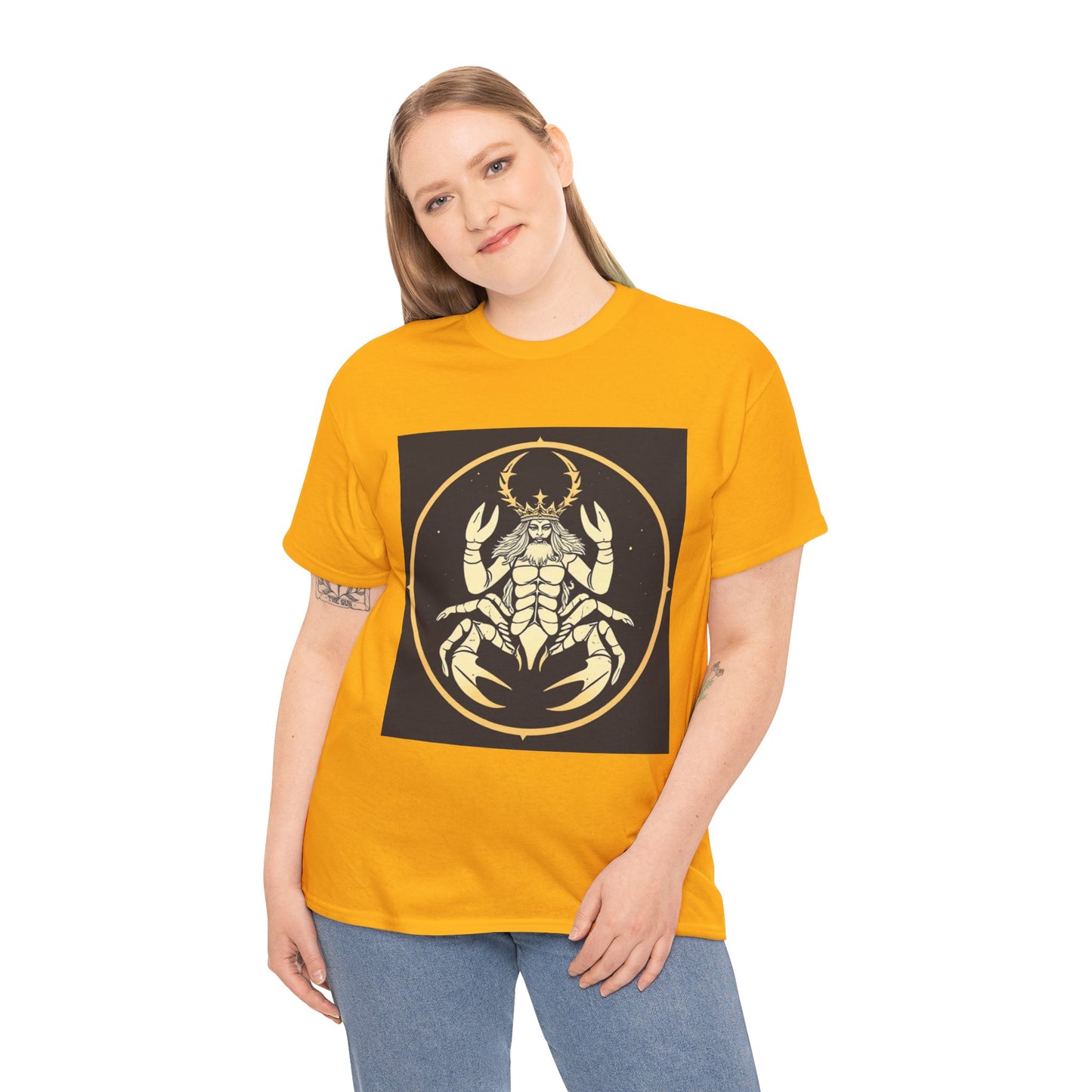 Unisex Heavy Cotton T-Shirt, Scorpio King, Print Art, Zodiac Design