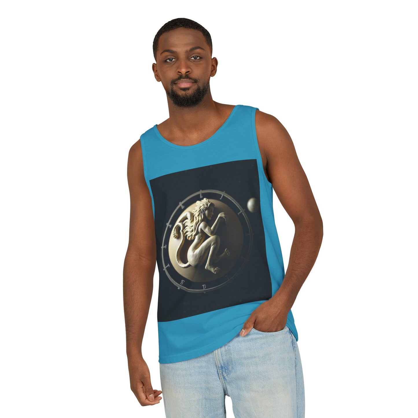 Unisex Garment-Dyed, Tank Top, Virgo Design, Planet Symbol, 100% US cotton
