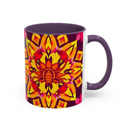 Accent Coffee Mug, Scorpio, Zodiac v1. Flower Pattern, (11, 15oz)