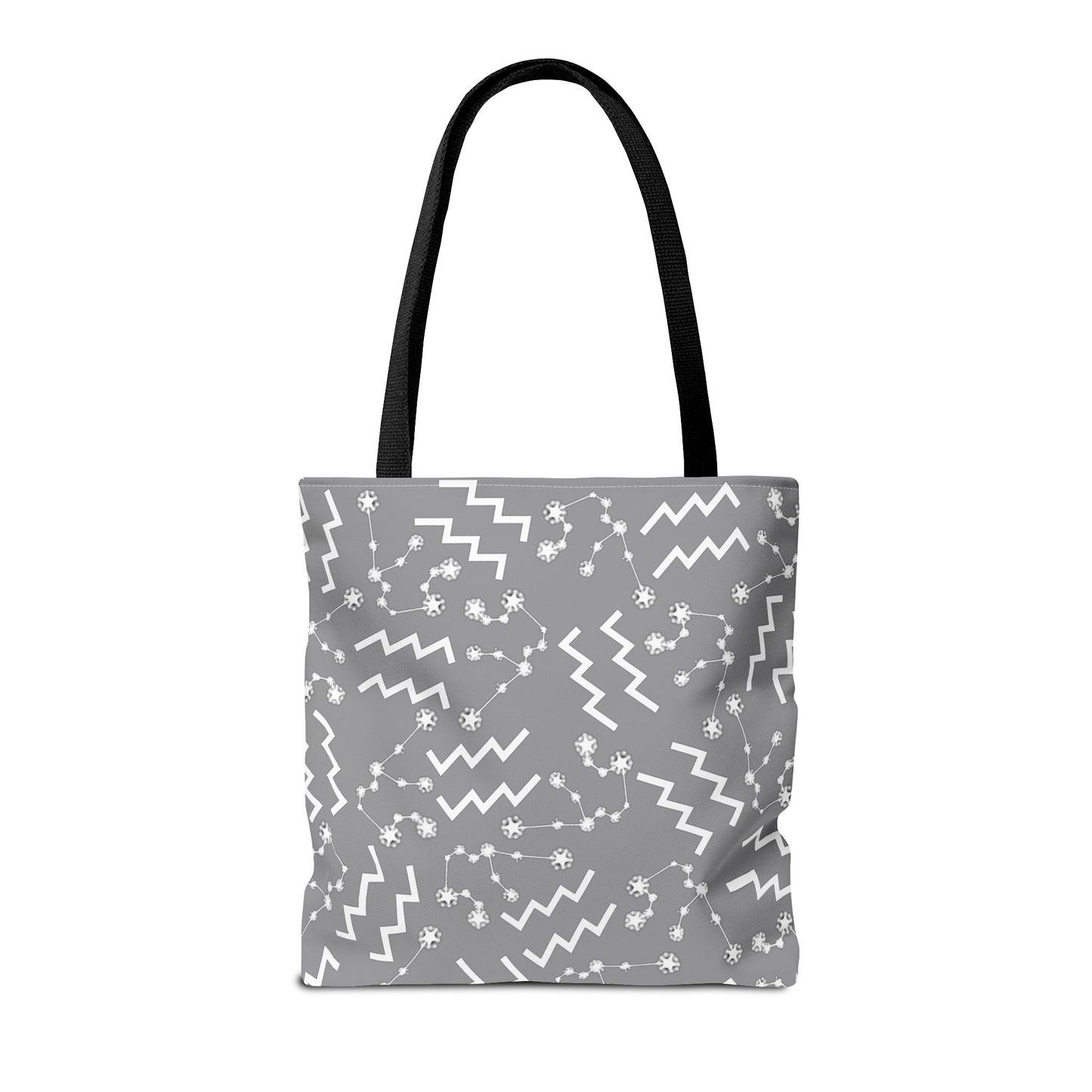 Tote Bag, Aquarius Zodiac Sign, AOP, (Grey, White)