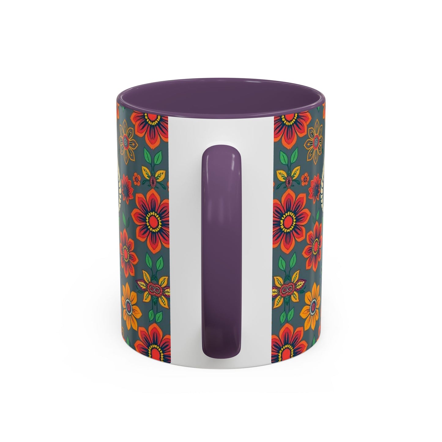 Accent Coffee Mug, Aries, Zodiac v4, Flower Pattern, (11, 15oz)