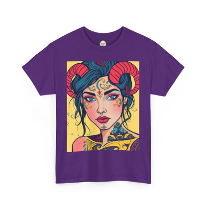 Unisex Heavy Cotton T-Shirt, Aries, Zodiac, Sexy Art