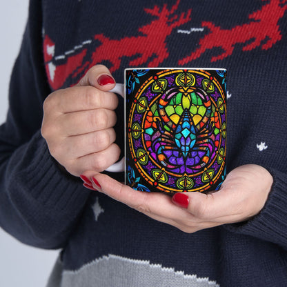 Ceramic Mug, (11oz, 15oz), Ceramic Coffee Mug, AOP, Glass Design v1, Scorpio Zodiac