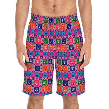 Men's Board Shorts, (AOP), Libra, Zodiac, Shape Pattern