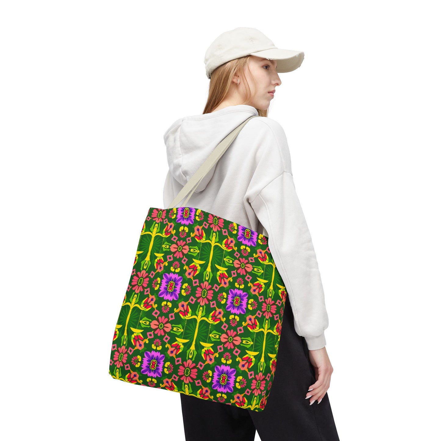 Tote Bag (AOP), Libra, Zodiac, Flower Pattern