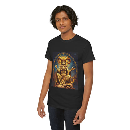 Unisex Heavy Cotton T-Shirt, On The Throne, Taurus Zodiac Design