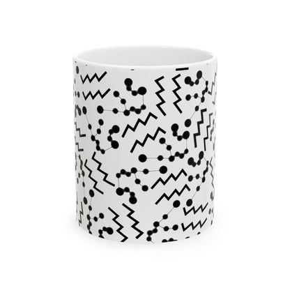 Ceramic Mug, (11oz, 15oz), Ceramic Coffee Mug, AOP, Constellation & Symbol, Aquarius Zodiac Design