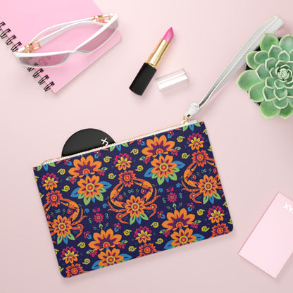 Clutch Bag, Cancer, Zodiac v4, Flower Pattern