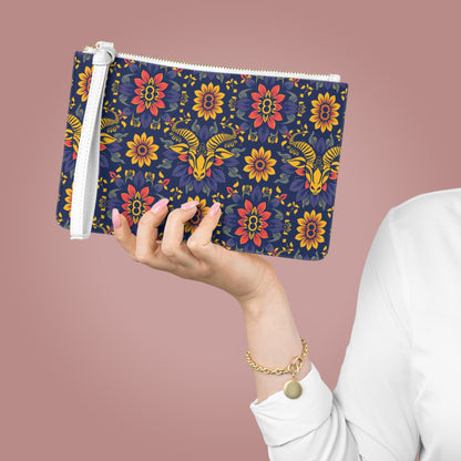Clutch Bag, Taurus, Zodiac v1, Flower Pattern