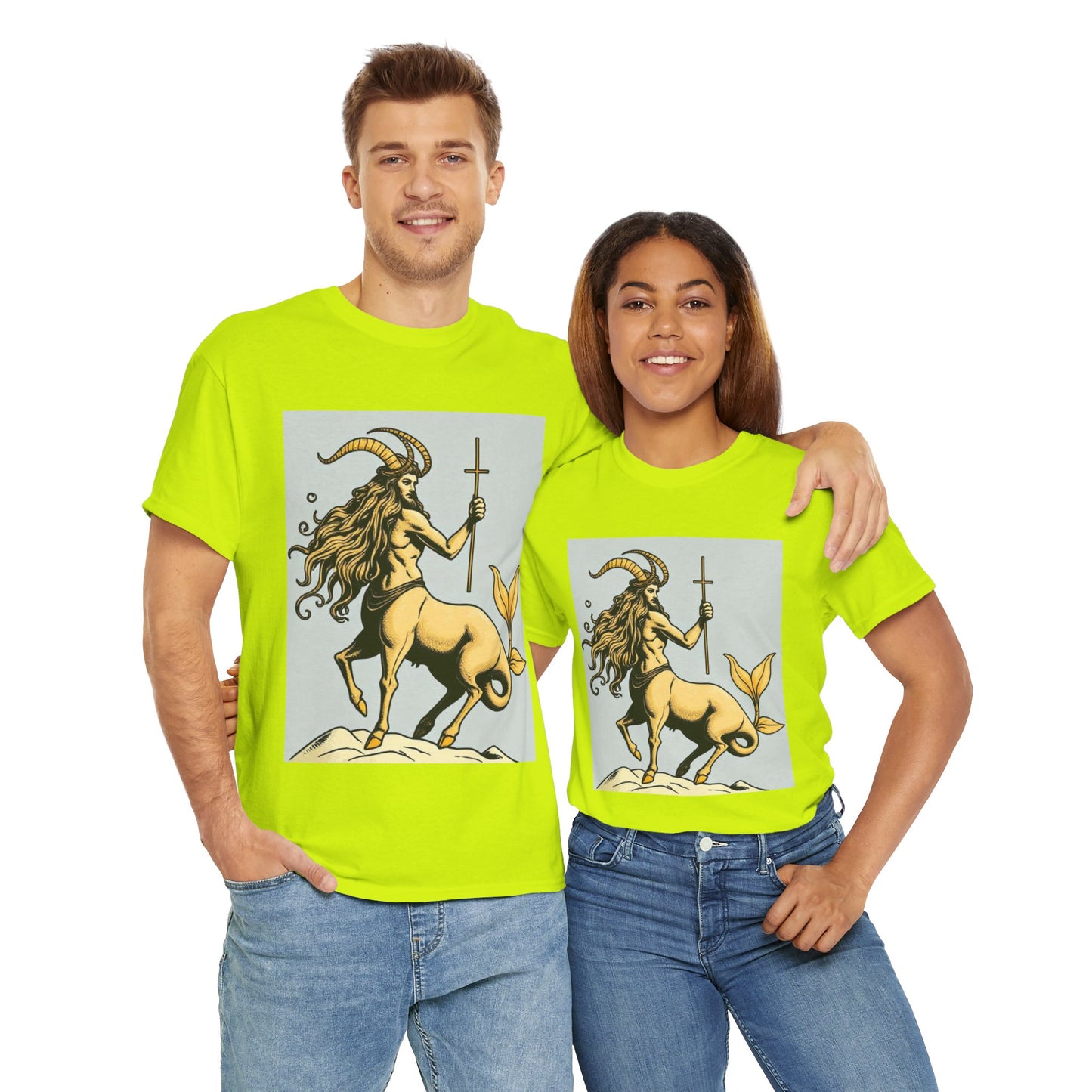 Unisex Heavy Cotton T-Shirt, Capricorn God v2, Zodiac Design