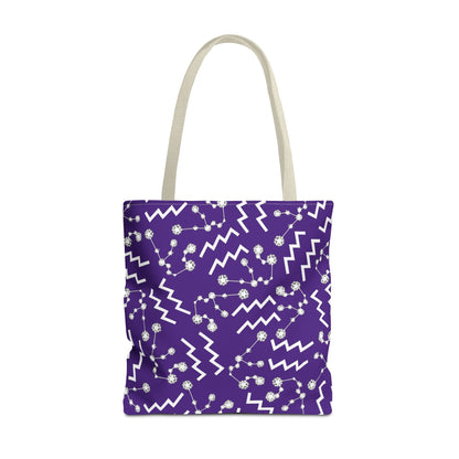 Tote Bag, Aquarius Zodiac Sign, AOP, (Purple, White)