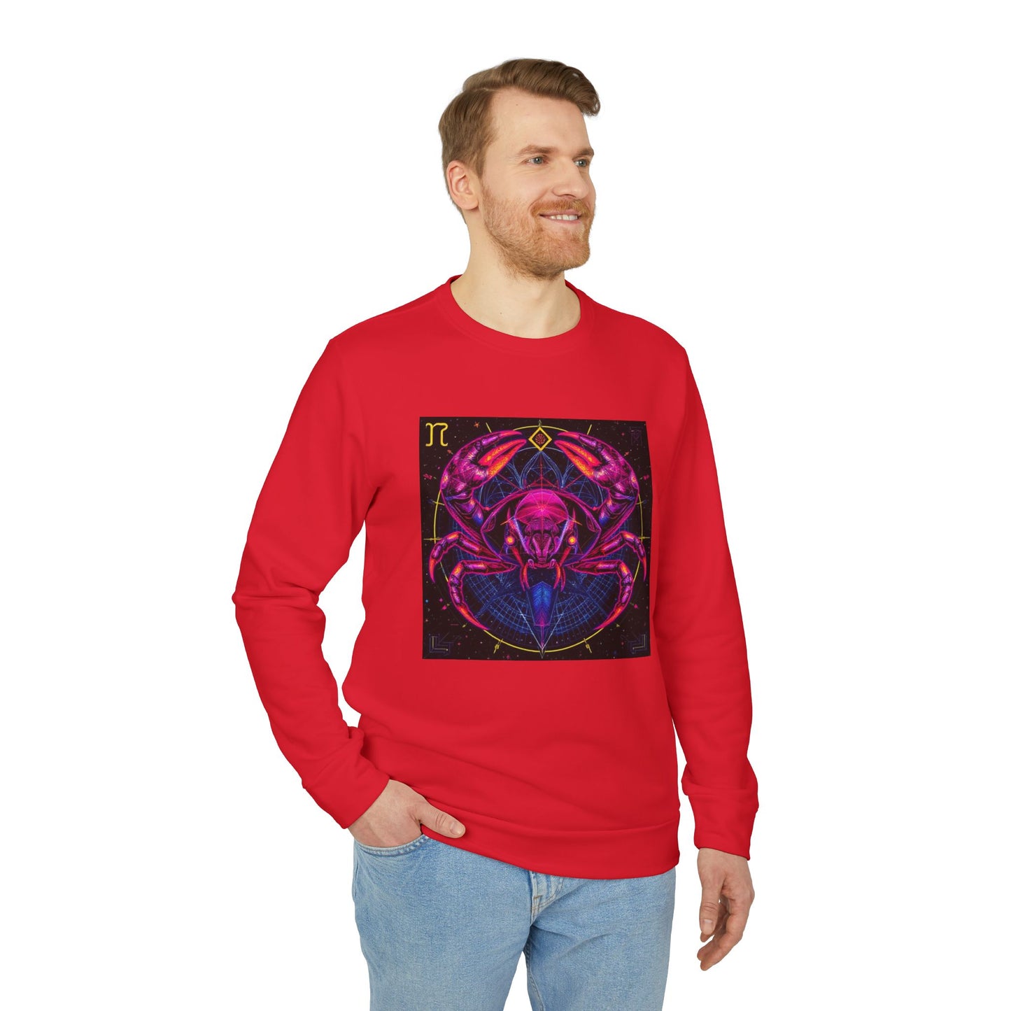 Adidas, Unisex Fleece Crewneck Sweatshirt, Cancer, Pop Art, Zodiac