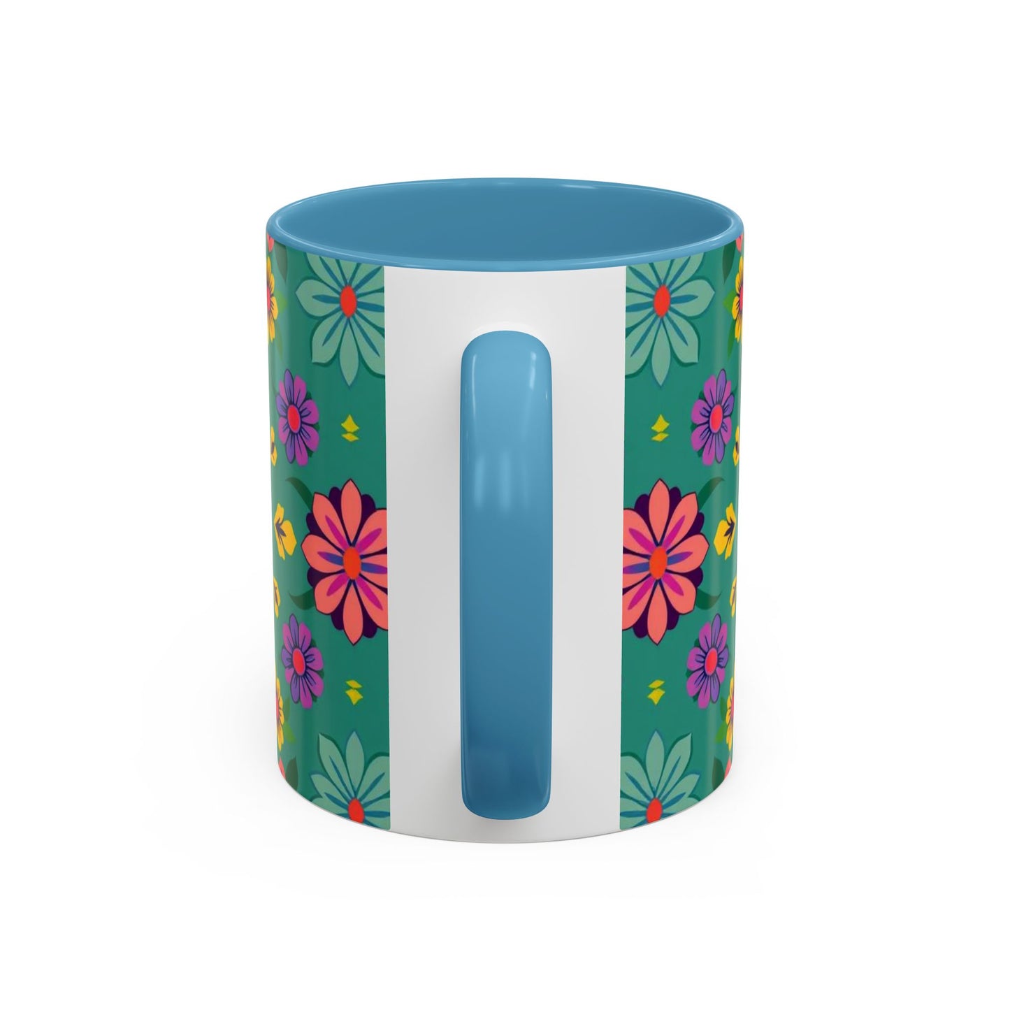 Accent Coffee Mug, Aquarius, Zodiac v3, Flower Pattern, (11, 15oz)