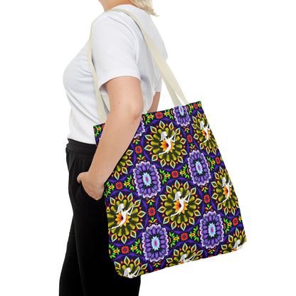Tote Bag (AOP), Sagittarius, Zodiac v2, Flower Pattern