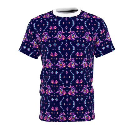 Unisex Cut & Sew T-Shirt, (AOP), Pisces, Zodiac v2, Jewels Pattern