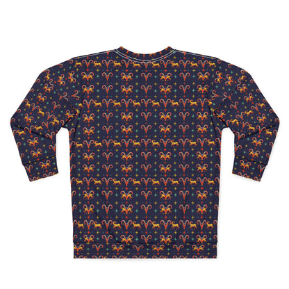 Unisex Sweatshirt (AOP), Aries, Zodiac, Jewel Pattern