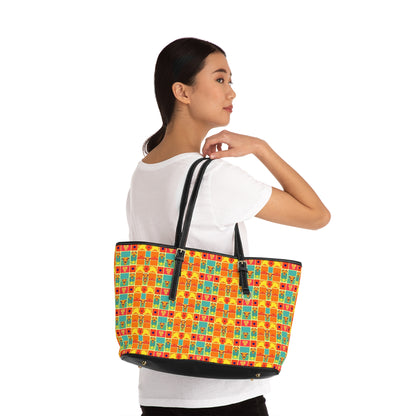 Leather Shoulder Bag, Leo, Zodiac v3, Shapes Pattern