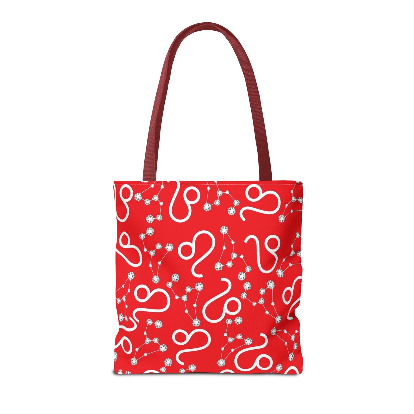 Tote Bag, Leo Zodiac Sign, AOP, (Red, White)
