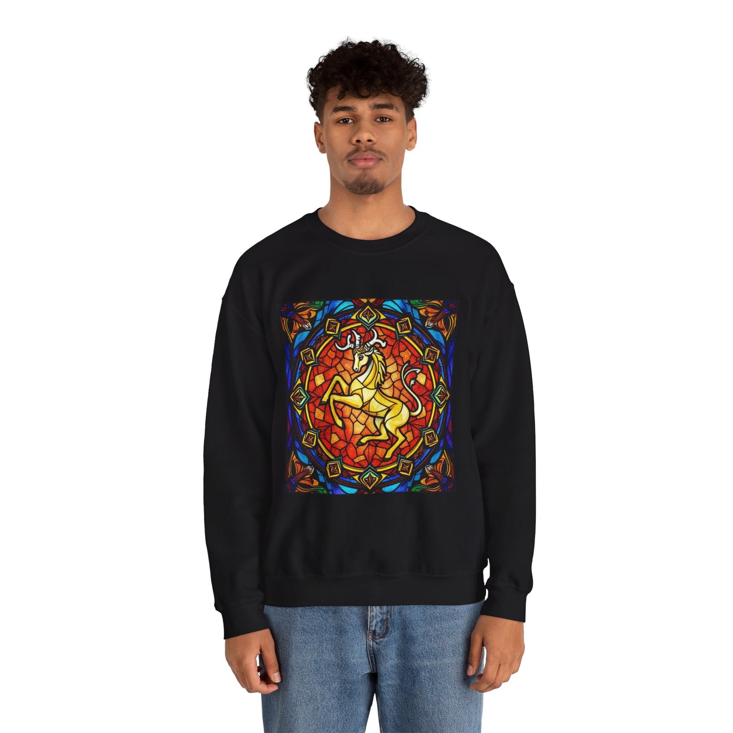 Unisex Heavy Blend™ Crewneck Sweatshirt, Glass 1, Capricorn Zodiac Design