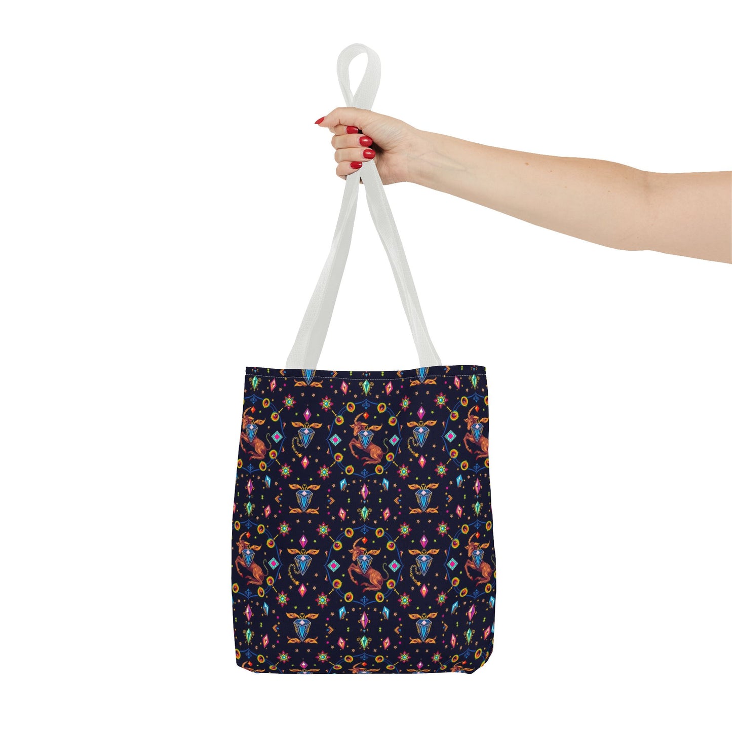 Tote Bag (AOP), Capricorn, Zodiac v1, Jewel Pattern