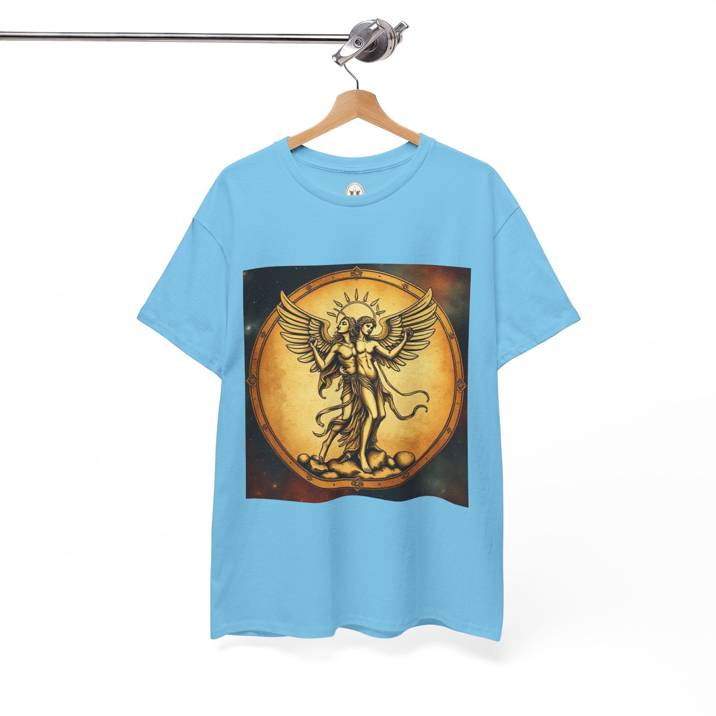 Unisex Heavy Cotton T-Shirt, Angel Twin, Gemini Zodiac Design