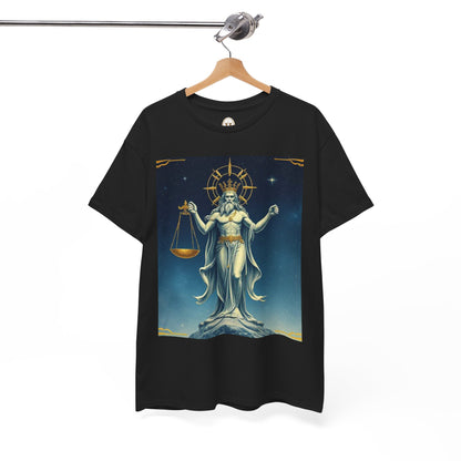 Unisex Heavy Cotton T-Shirt, Space, Libra God, Zodiac Design
