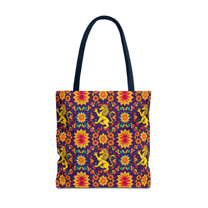 Tote Bag, (AOP), Leo, Zodiac v6, Flower Pattern