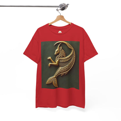 Unisex Heavy Cotton T-Shirt, Capricorn Animal v1, Symbol, Zodiac Design