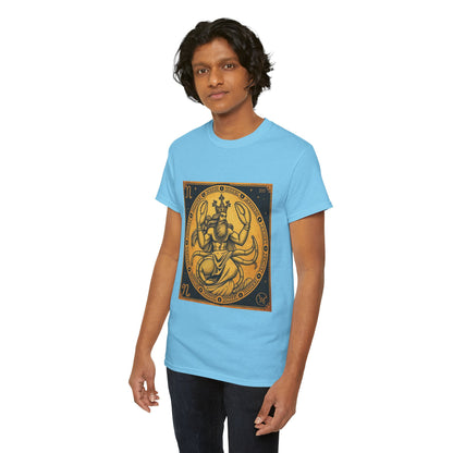 Unisex Heavy Cotton T-Shirt, Crab King v1, Cancer Zodiac Design