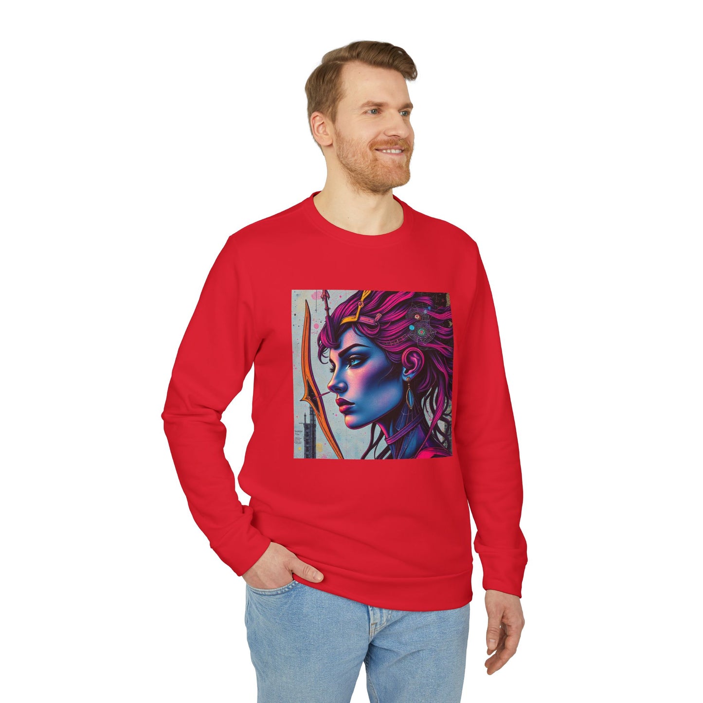 Adidas, Unisex Fleece Crewneck Sweatshirt, Sagittarius, Pop Art v1, Zodiac
