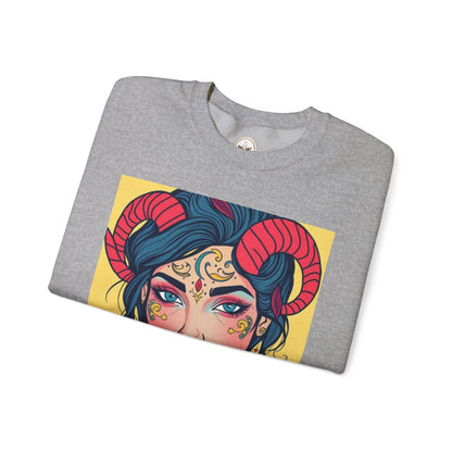 Unisex Heavy Blend™ Crewneck Sweatshirt, Aries, Zodiac v2, Sexy Pattern