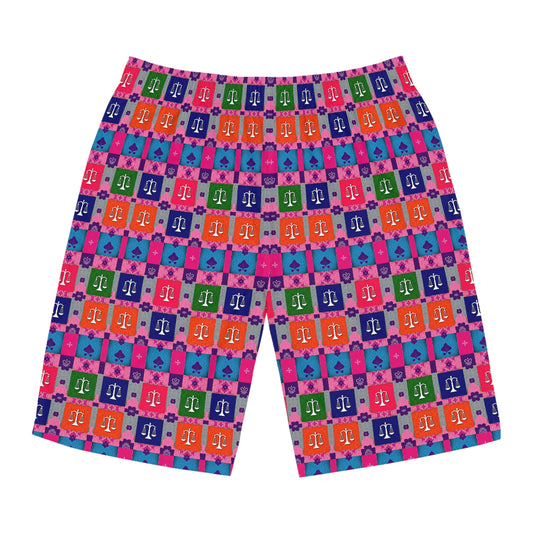Men's Board Shorts, (AOP), Libra, Zodiac, Shape Pattern