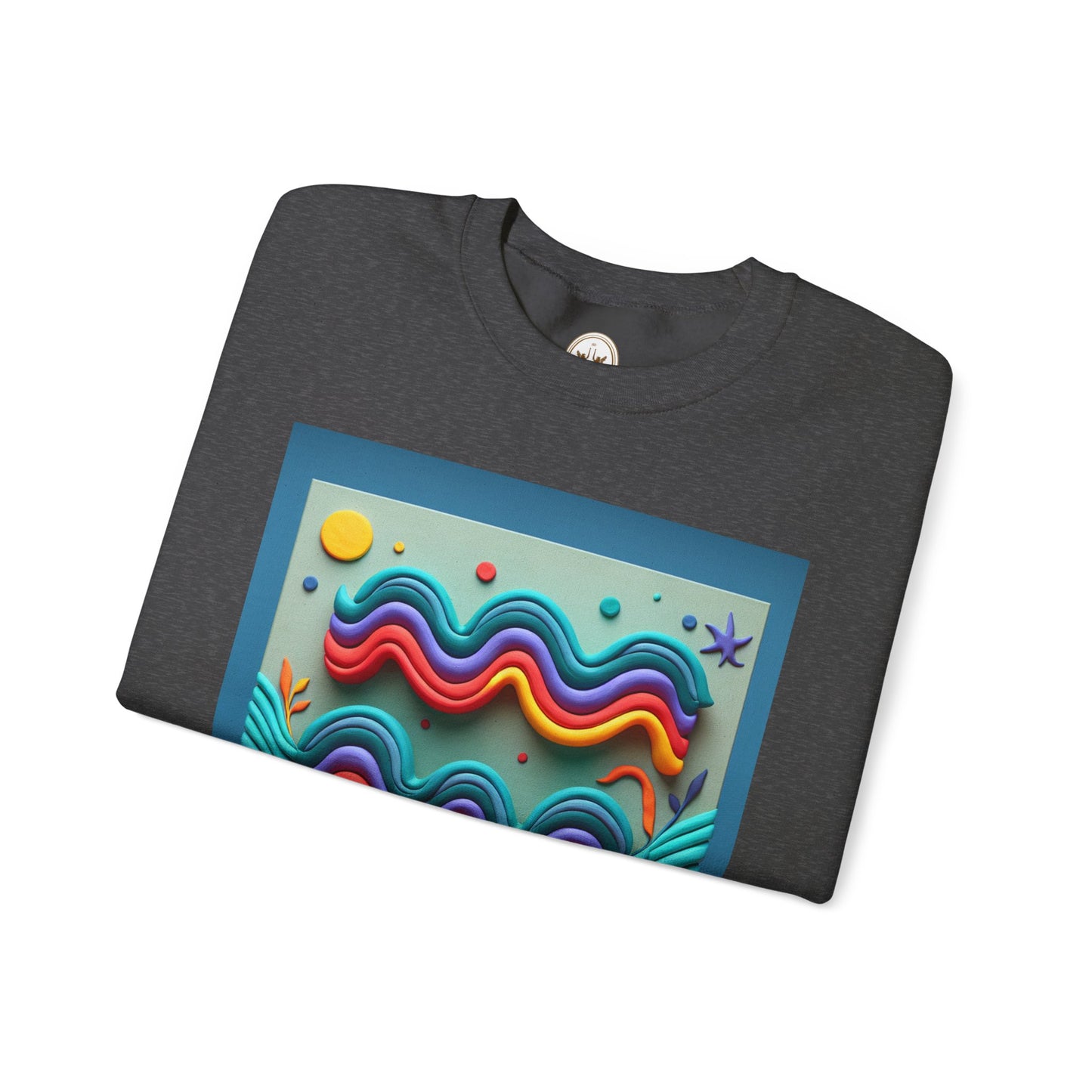 Unisex Heavy Blend™ Crewneck Sweatshirt, Water Painting, Aquarius Zodiac Design