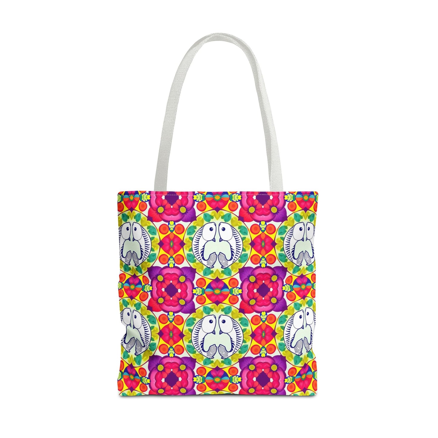 Tote Bag, (AOP), Pisces, Zodiac v4, Flower Pattern