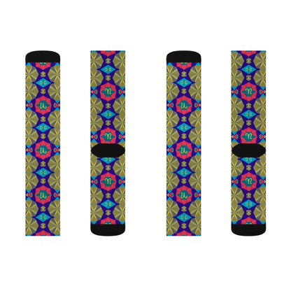 Sublimation Socks, Aquarius, Zodiac v1, Shapes Pattern